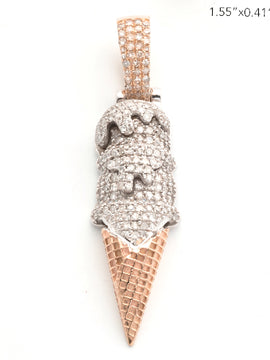 10KR 0.75CTW DIAMOND ICE CREAM CONE PENDANT