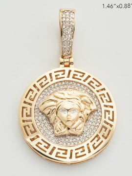 10KY 0.25CTW DIAMOND MEDUSA MEDALLION WITH