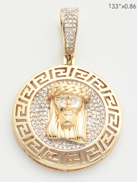 10KY 0.25CTW DIAMOND JESUS HEAD MEDALLION WITH