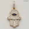 10KY 1.00CTW DIAMOND HAMZA PENDANT WITH BLUE