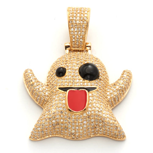 10KY 1.05CTW MICROPAVE DIAMOND GHOST FACE EMOJI