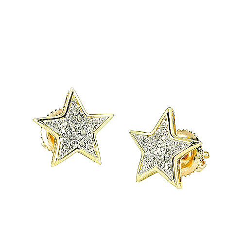 10KY 0.10CTW DIAMOND STAR EARRING