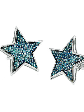 10KW 0.50CTW BLUE DIAMOND STAR EARRING