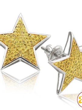 10KW 0.50CTW YEL DIAMOND STAR EARRING