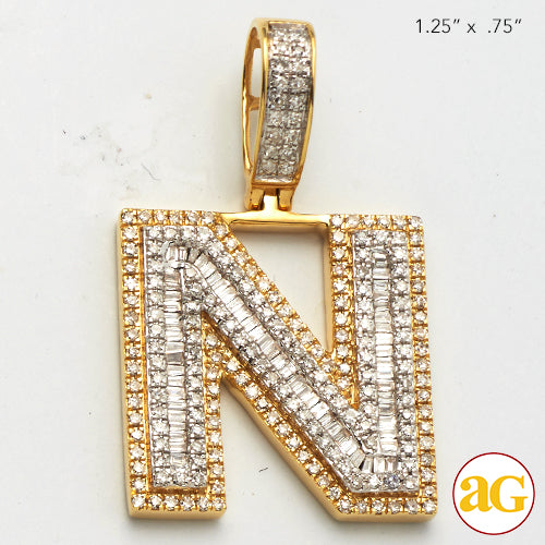 14KY 0.90 CTW DIAMOND INITIAL PENDANT &quot;N&quot;