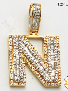 14KY 0.90 CTW DIAMOND INITIAL PENDANT "N"