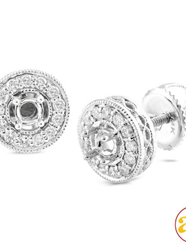 14KW 0.20CTW DIAMOND SEMI MOUNT EARRINGS