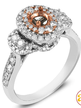 14KW+R 1.15CTW DIAMOND SEMI MOUNT RING WITH PINK