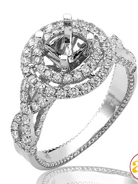 14KW 1.10CTW DIAMOND SEMI MOUNT BRIDAL RING WITH