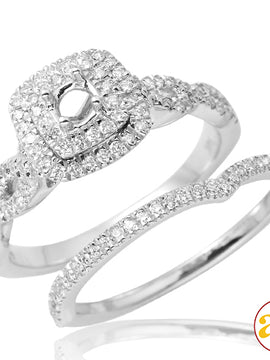 14KW 0.50CTW DIAMOND SEMI MOUNT BRIDAL SET WITH DO