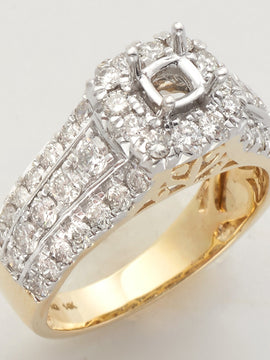 14KY 1.50CTW DIAMOND SEMI MOUNT RING - SQUARE HALO