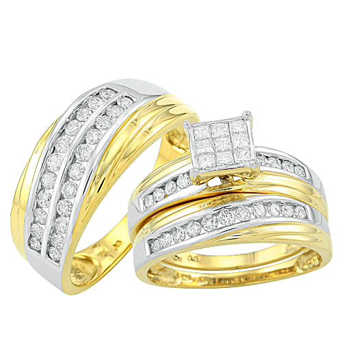 14KY 1.25CTW DIAMOND FANCY TRIO SET