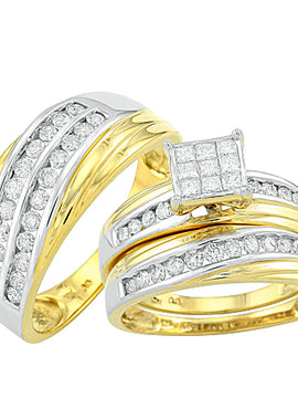 14KY 1.25CTW DIAMOND FANCY TRIO SET