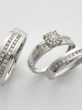 14KW 0.50CTW DIAMOND ROUND CLUSTER TRIO SET - MENS