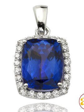 14KW 0.35CTW DIAMOND PENDANT WITH 3.16CT TANZANITE