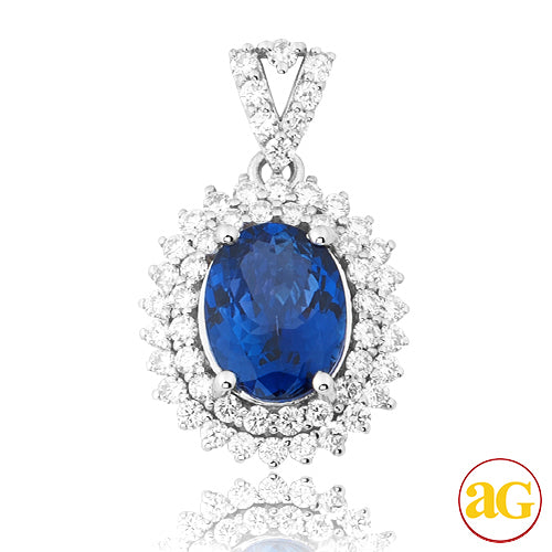 14KW 1.00CTW DIAMOND PENDANT WITH 3.56CT TANZANITE