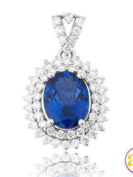 14KW 1.00CTW DIAMOND PENDANT WITH 3.56CT TANZANITE