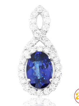 14KW 0.60CTW DIAMOND PENDANT WITH 1.47CT TANZANITE