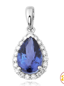 14KW 0.35CTW DIAMOND PENDANT WITH 2.85CT PEAR SHAP