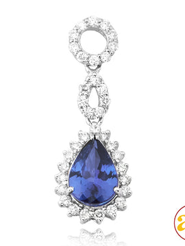 14KW 0.55CTW DIAMOND PENDANT WITH 1.88CT PEAR SHAP