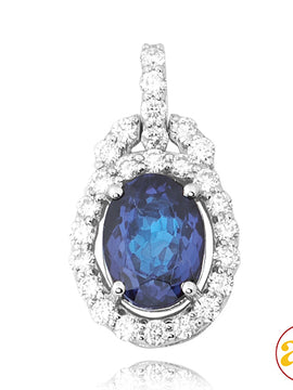 14KW 0.50CTW DIAMOND PENDANT WITH 2.40CT OVAL TANZ