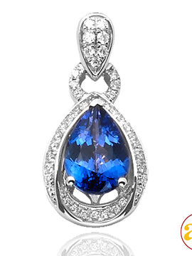 14KW 0.30CTW DIAMOND PENDANT WITH 2.09CT PEAR SHAP