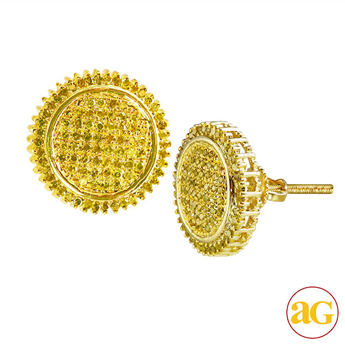 10KY 0.75CTW YELLOW DIAMOND DISC EARRINGS