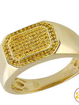 10KY 0.30CTW YELLOW DIAMOND MENS RING