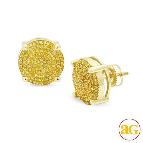 10KY 0.60CTW YELLOW DIAMOND DISC EARRINGS