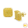 10KY 0.60CTW YELLOW DIAMOND CUBE EARRINGS