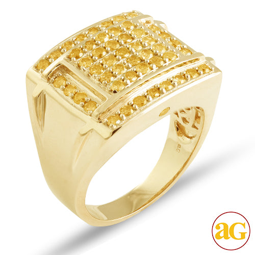 10KY 1.50CTW YELLOW DIAMOND MENS RING