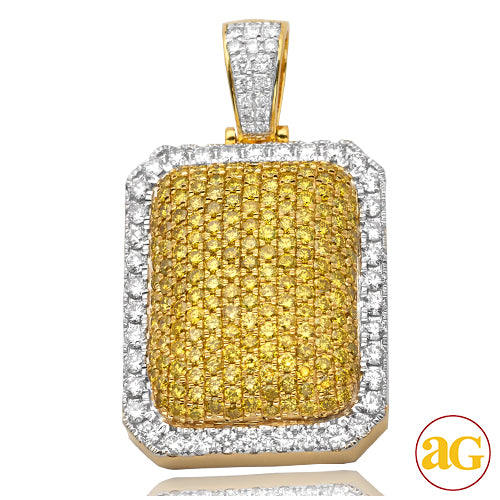 10KY 6.00CTW YELLOW DIAMOND DOGTAG PILLOW PENDANT