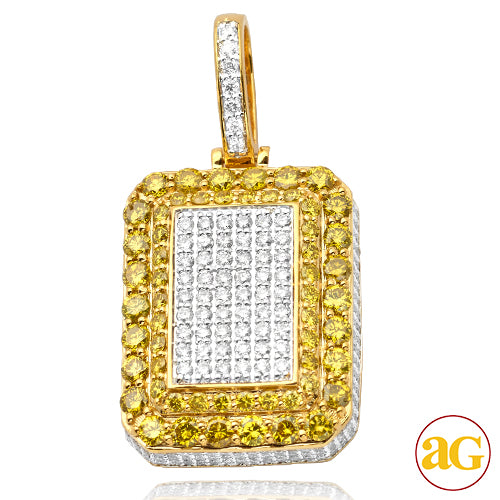 10KY 4.00CTW DIAMOND 3-D DOGTAG BLOCK PENDANT - 2