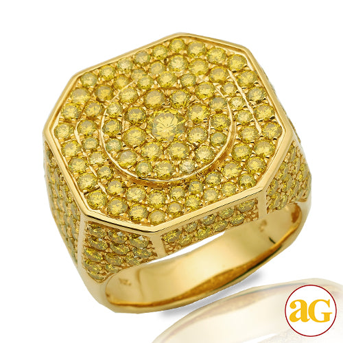 10KY 4.85CTW YELLOW DIAMOND 8-SIDE FLAT MENS RING