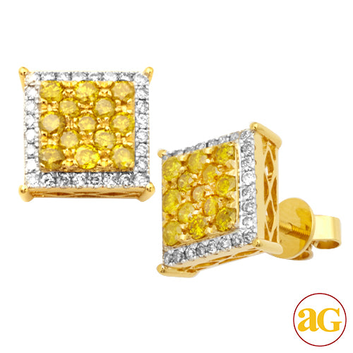 10KY 1.50CTW YELLOW AND WHITE DIAMOND SQUARE CLUST