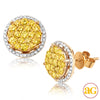 10KY 1.75CTW YELLOW DIAMOND LUNA CLUSTER EARRINGS